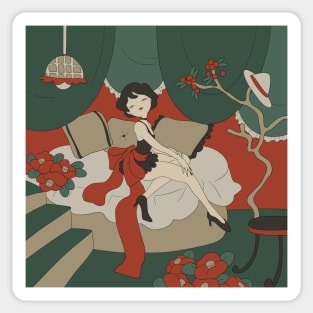 The Girl in the Camellia Room Sticker